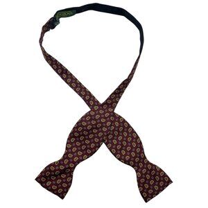 STOLLERYS Men's Silk LUXURY Self Bow Tie Burgundy Paisley W:2.5" EUC